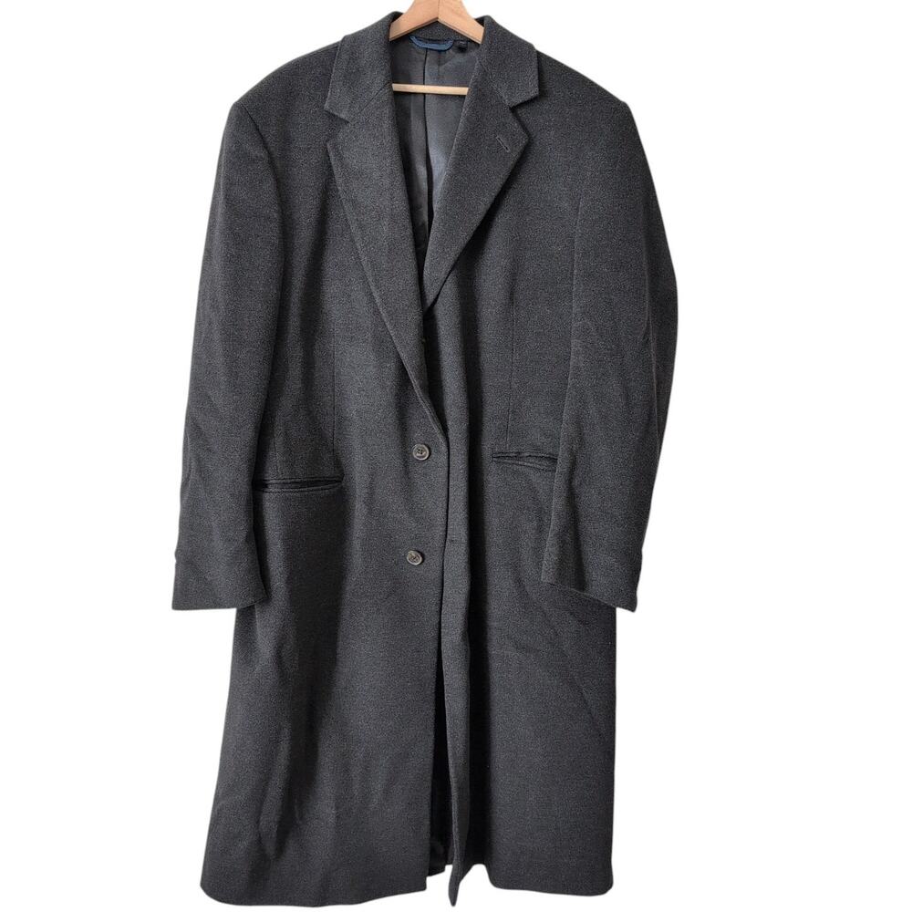Jacob Siegel Men's Trench Coat 44L Colombo‎ Wool Cashmere Gray Italy Overcoat